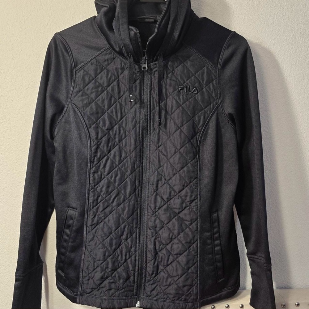 Women’s Fila Sport Black Hooded Long Sleeve Active Jacket